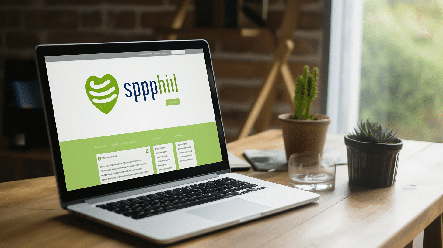 A laptop sits on a table next to a wooden table providing Shopify development services.