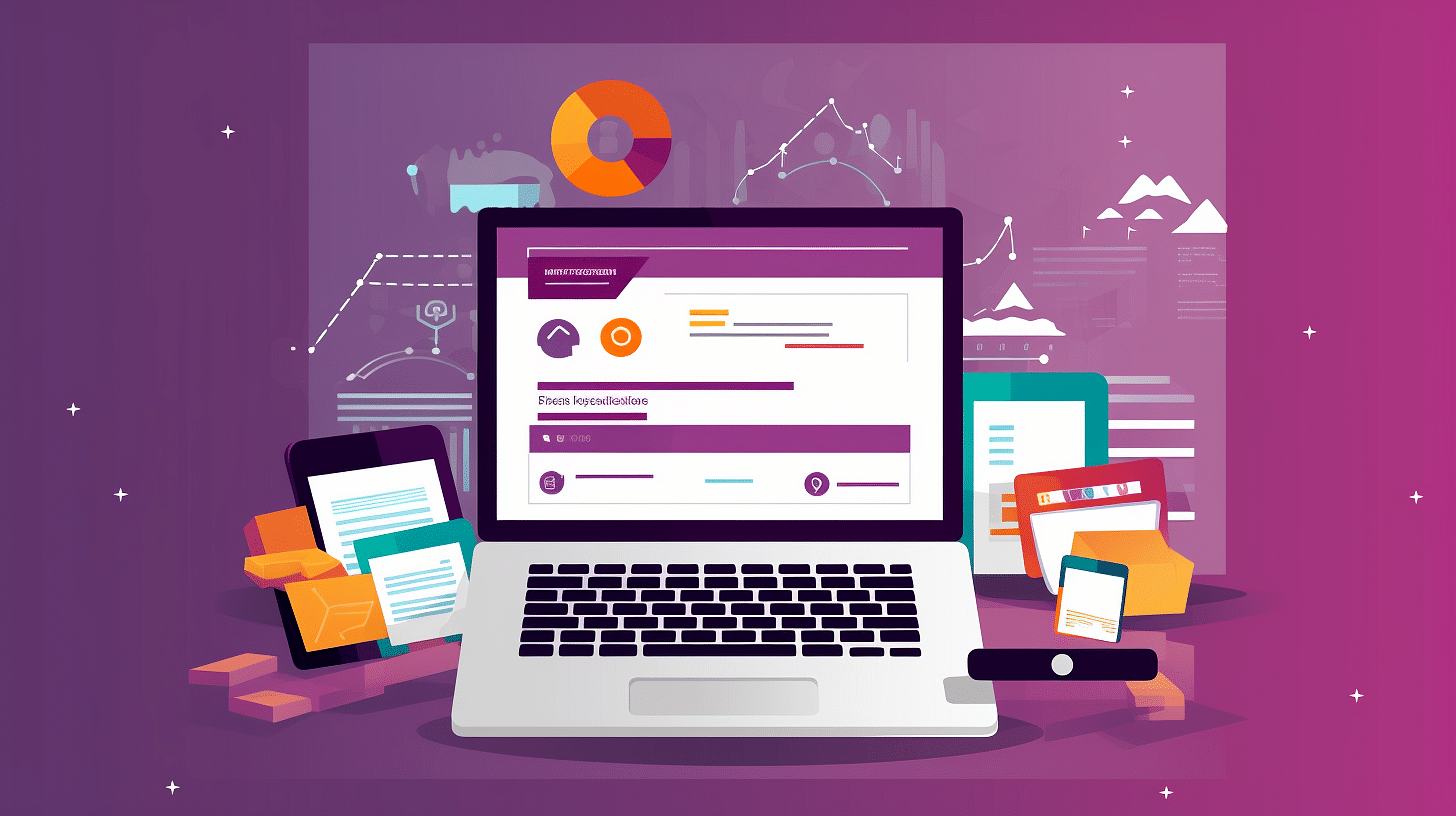 An illustration showcasing a laptop and tablet devices, highlighting development services and WooCommerce integration.